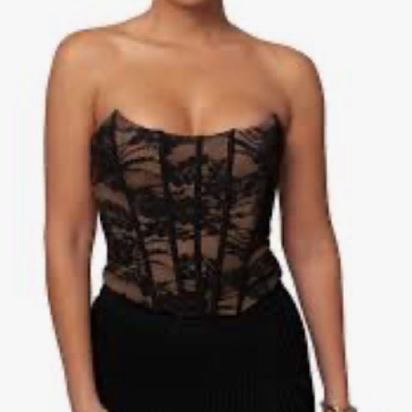 Jluxlabel Rosemere Lace Corset Top - Black And White